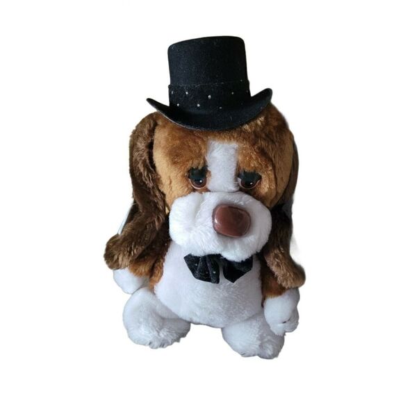 Vintage Russ Berrie Top Hat Sad Eyes "On The Town" Fancy Schmancy Puppy Dog - Picture 1 of 4